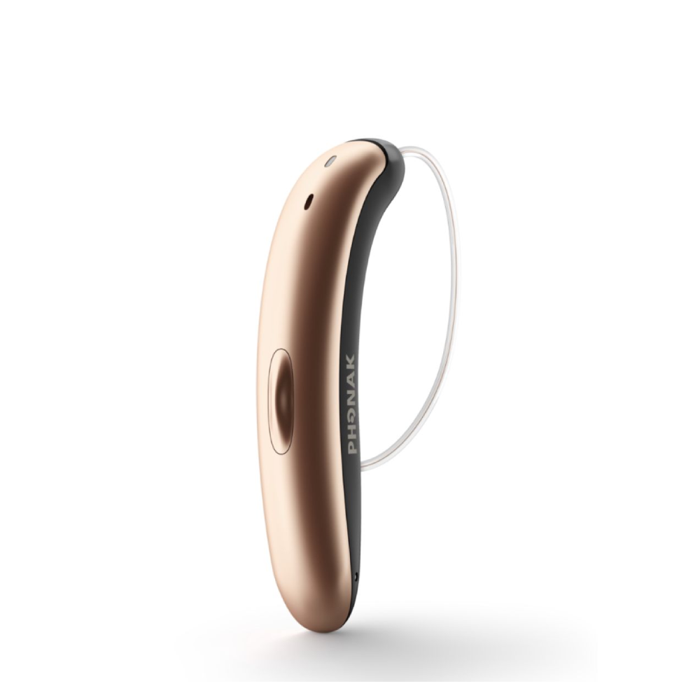 Slim Lumity L90-R Sandalwood Black Hearing Aids
