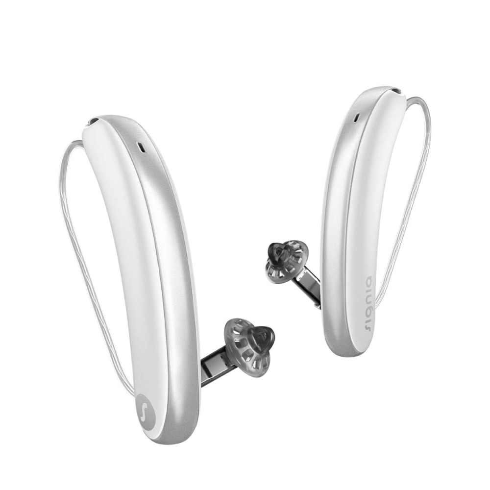 Styletto 7IX Slim RIC R Snow White Silver Hearing Aids